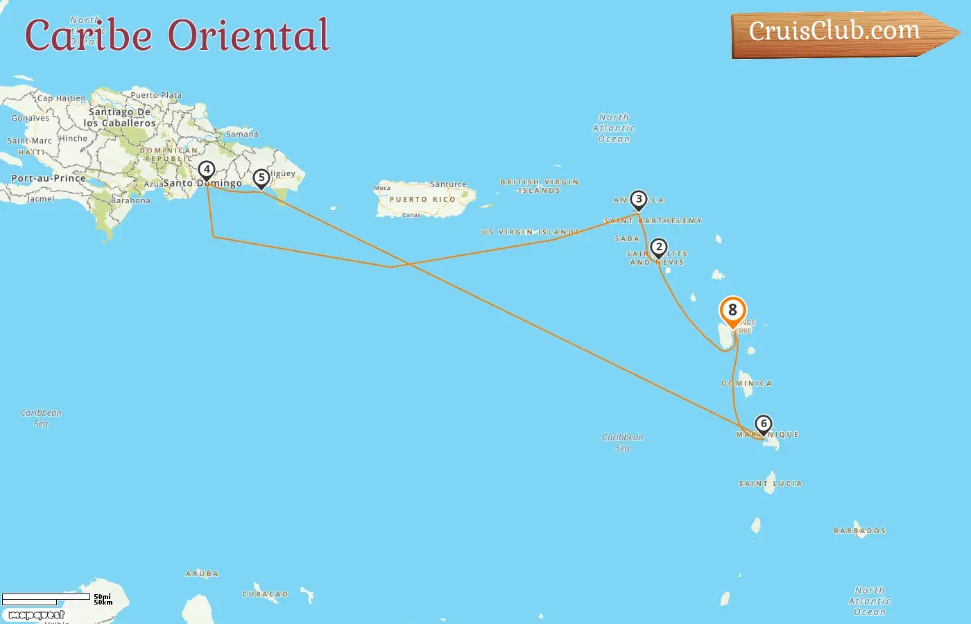 Crucero por el Caribe Oriental desde Pointe-à-Pitre a bordo del barco Costa Fascinosa con visitas a Guadalupe y República Dominicana por 8 días
