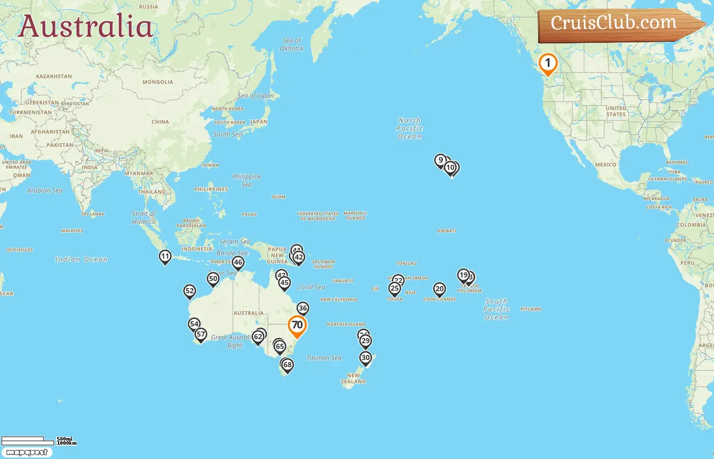 Crucero de Seattle a Sídney a bordo del barco Noordam con visitas a EE. UU., Polinesia Francesa, Islas Cook, Tonga, Nueva Zelanda, Australia y Papúa Nueva Guinea durante 70 días