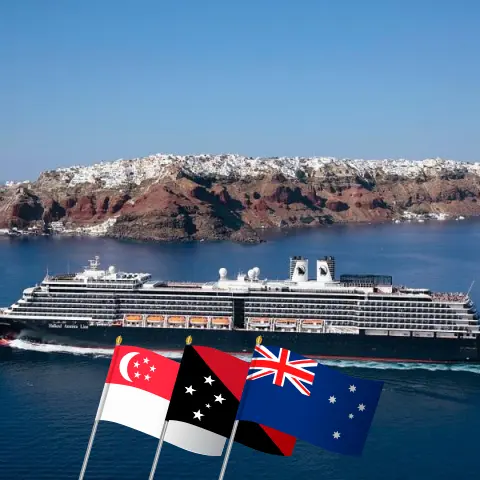 Cruzeiro na Ásia a partir de Singapura a bordo do navio Westerdam com visitas a Singapura, Filipinas, Indonésia, Papua Nova Guiné e Austrália por 29 dias
