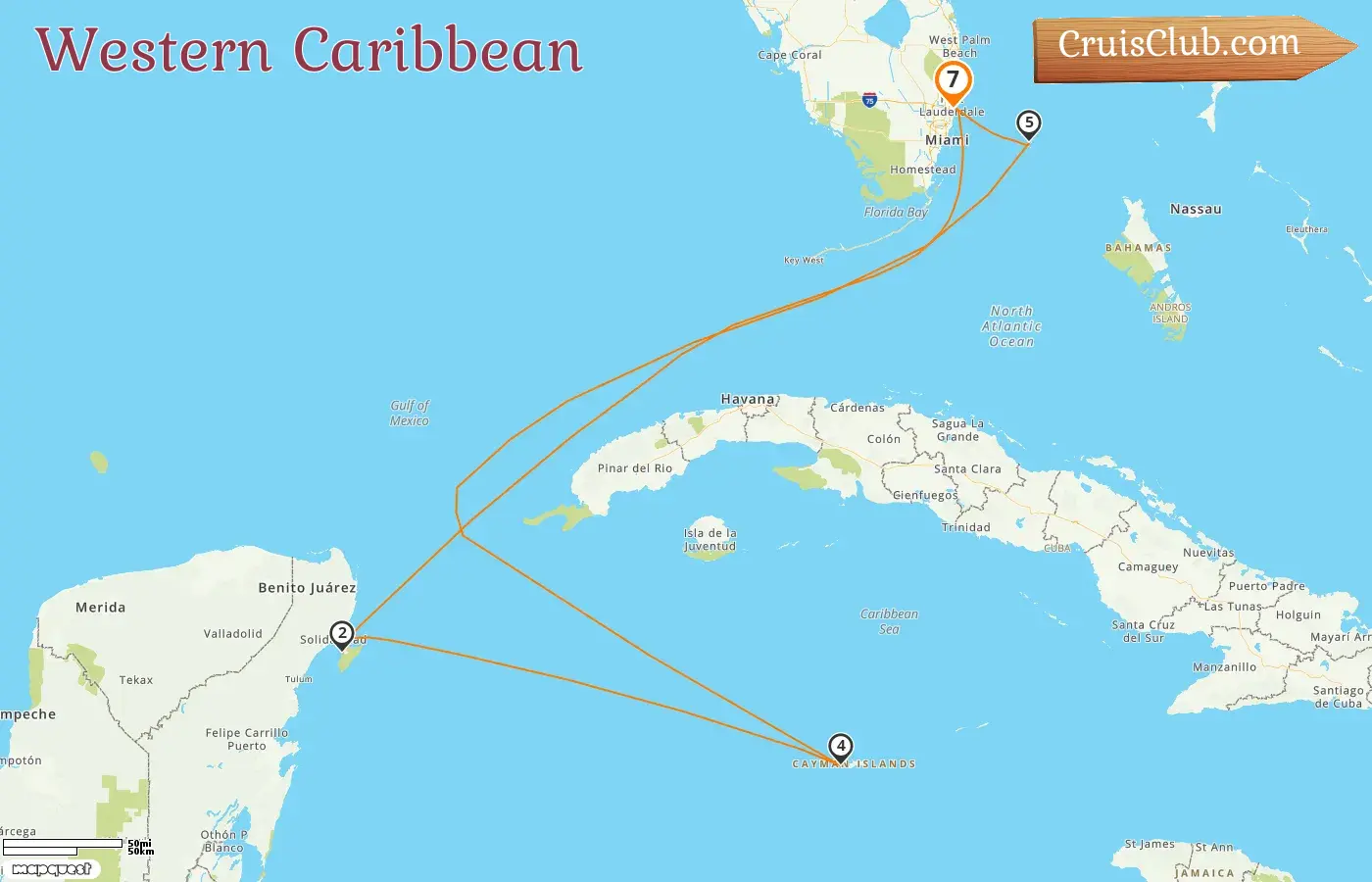 Cruise in the Western Caribbean from Fort Lauderdale aboard Celebrity Silhouette ship with visits to USA, Mexico, Cayman Islands, and Bahamas for 7 days