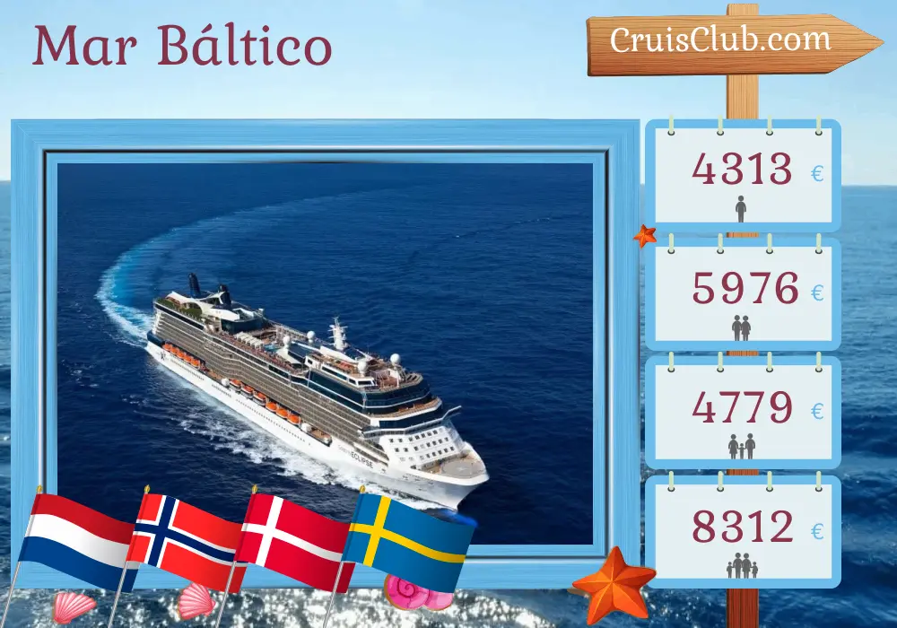 Crucero por el mar Báltico desde Ámsterdam a bordo del barco Celebrity Eclipse con visitas a Países Bajos, Noruega, Dinamarca y Suecia durante 12 días