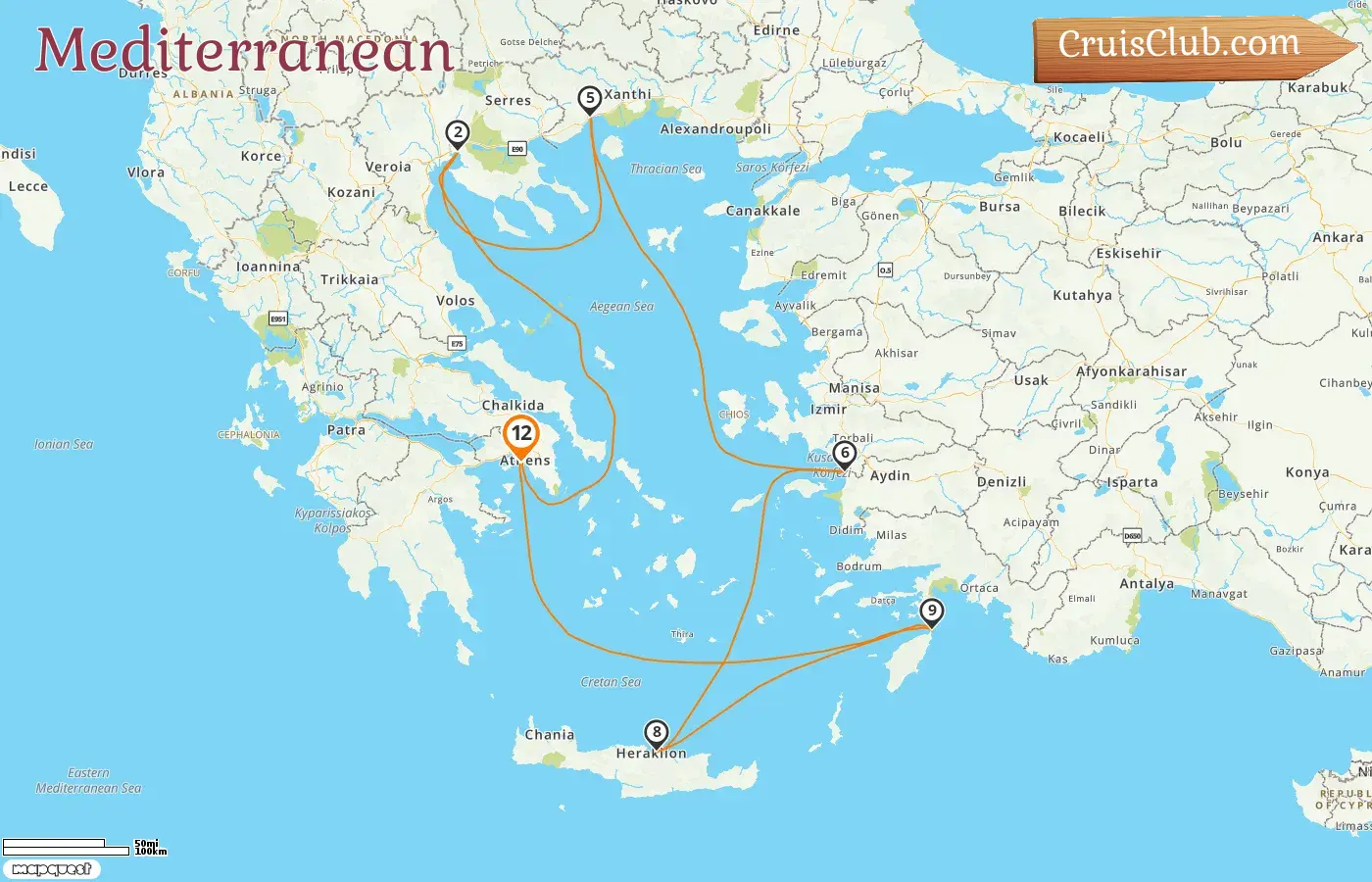Cruise in the Mediterranean from Piraeus aboard Celebrity Infinity ship with visits to Greece and Turkey for 12 days