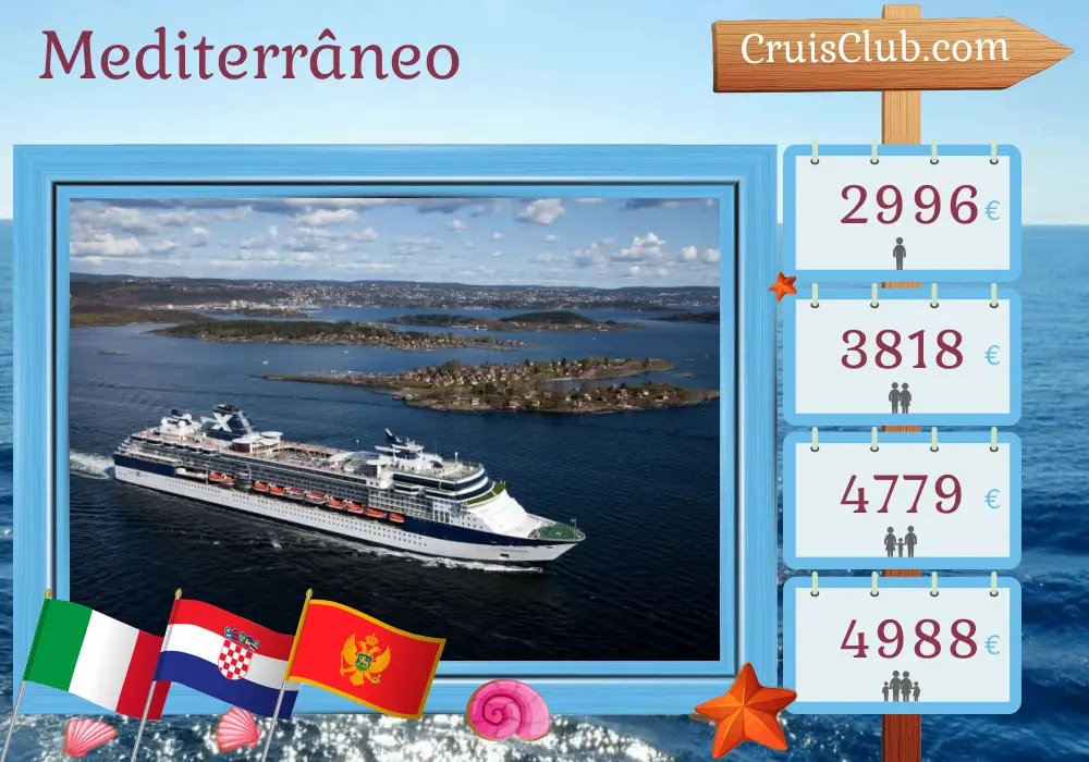 Cruzeiro no Mediterrâneo de Ravenna a Civitavecchia a bordo do navio Celebrity Constellation com visitas à Itália, Croácia e Montenegro por 11 dias