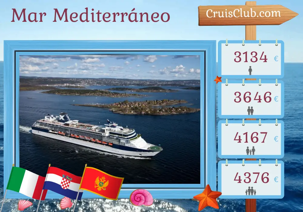 Crucero por el Mediterráneo de Ravenna a Civitavecchia a bordo del barco Celebrity Constellation con visitas a Italia, Croacia y Montenegro por 11 días