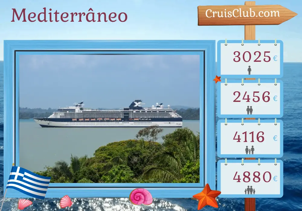 Cruzeiro no Mediterrâneo a partir de Pireu a bordo do navio Celebrity Infinity com visitas à Grécia e à Turquia por 11 dias