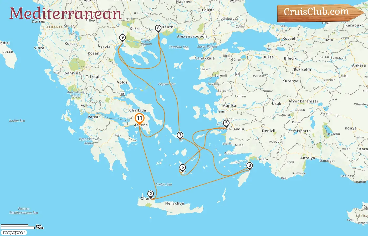 Cruise in the Mediterranean from Piraeus aboard Celebrity Infinity ship with visits to Greece and Turkey for 11 days