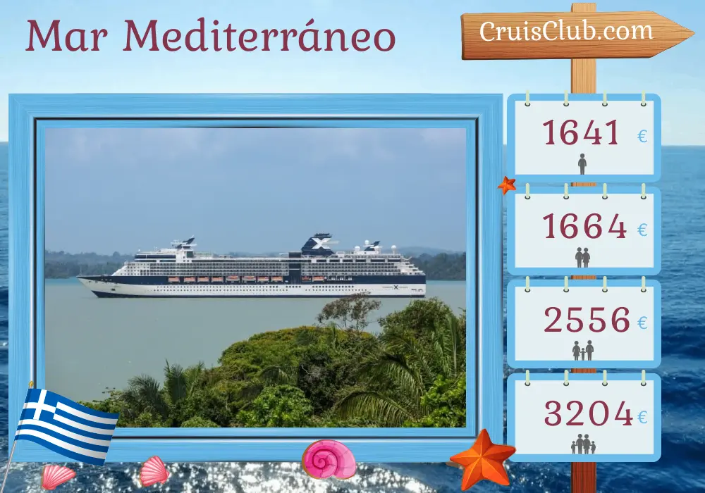 Crucero por el Mediterráneo desde El Pireo a bordo del barco Celebrity Infinity con visitas a Grecia y Turquía durante 9 días
