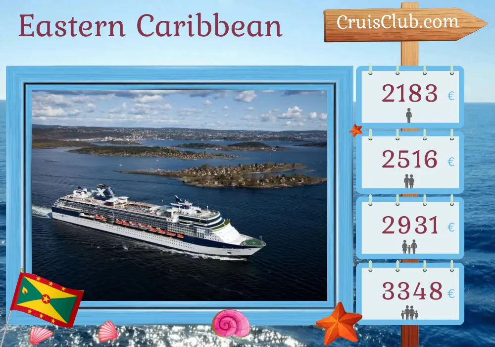 Kreuzfahrt in der östlichen Karibik von Saint John an Bord des Schiffes Celebrity Constellation mit Besuchen in Puerto Rico und Grenada für 8 Tage