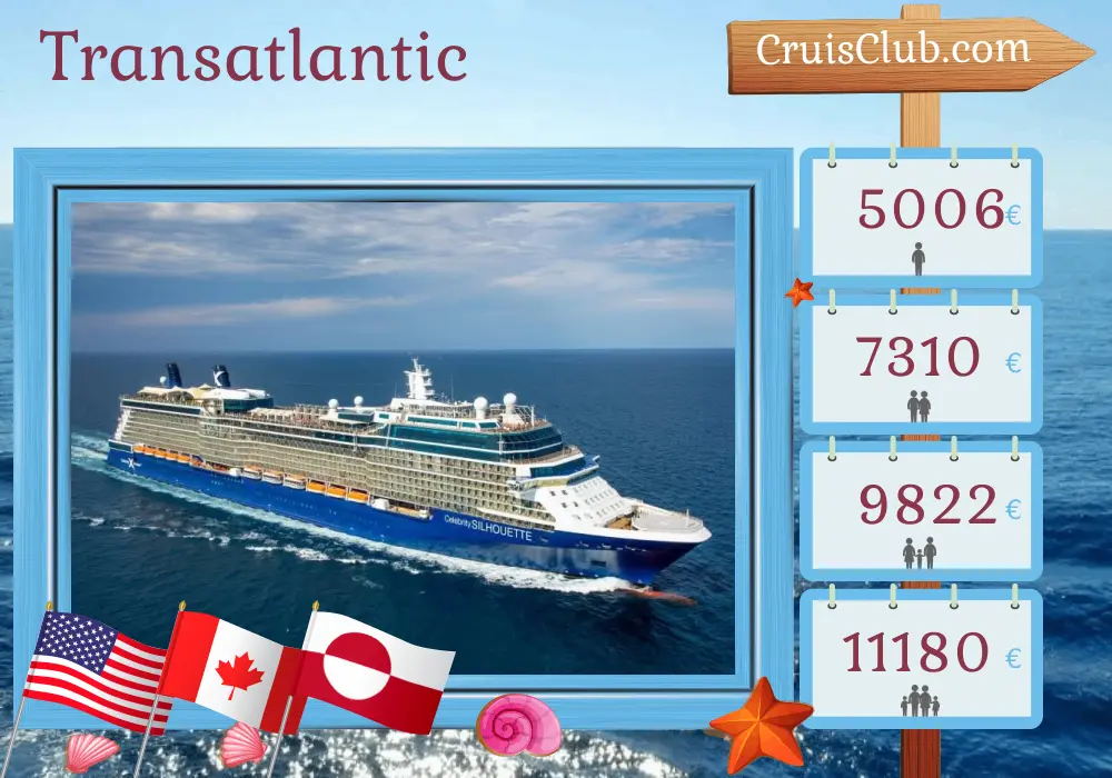 Cruise in the Transatlantic from Cape Liberty / New York to Reykjavik aboard Celebrity Silhouette ship with visits to USA, Canada, and Greenland for 14 days