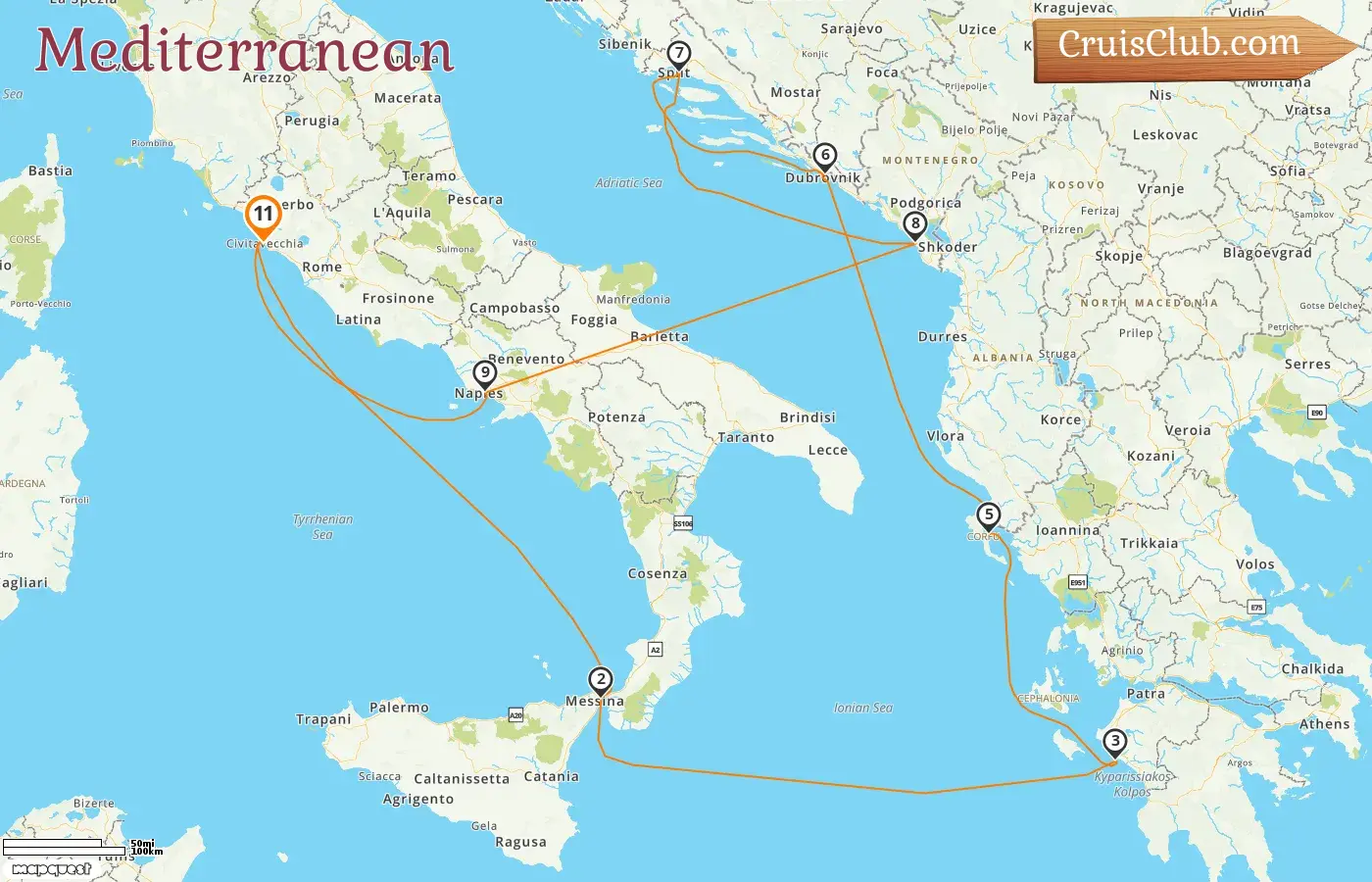Cruise in the Mediterranean from Civitavecchia aboard Celebrity Ascent ship with visits to Italy, Greece, Croatia, and Montenegro for 11 days