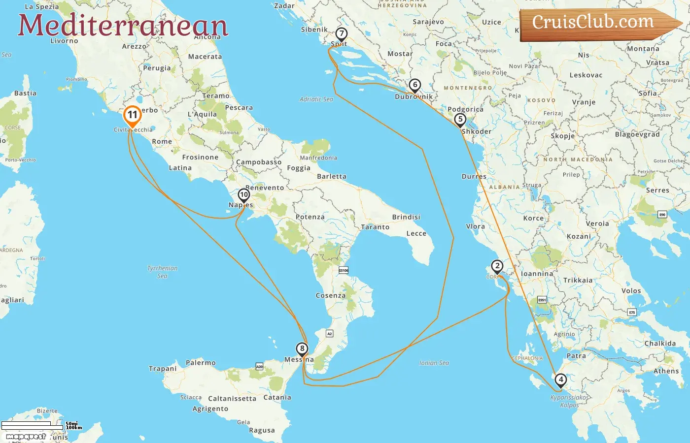 Cruise in the Mediterranean from Civitavecchia aboard Celebrity Ascent ship with visits to Italy, Greece, Montenegro, and Croatia for 11 days