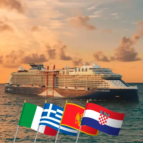 Cruise in the Mediterranean from Civitavecchia aboard Celebrity Ascent ship with visits to Italy, Greece, Montenegro, and Croatia for 11 days