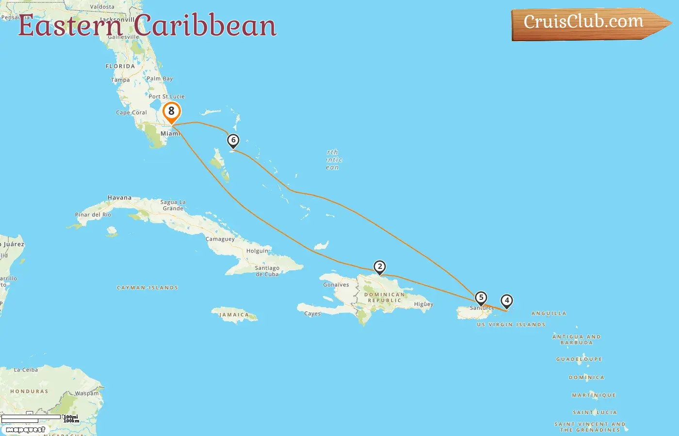 Cruise in the Eastern Caribbean from Fort Lauderdale aboard Celebrity Beyond ship with visits to USA, Dominican Republic, Puerto Rico, and Bahamas for 8 days
