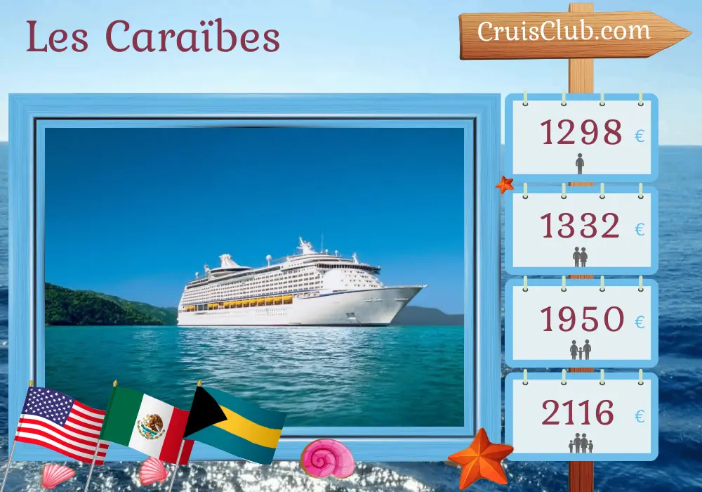 Croisière dans les Caraïbes au départ de Fort Lauderdale à bord du navire Adventure of the Seas avec des visites aux États-Unis, au Mexique et aux Bahamas pendant 7 jours