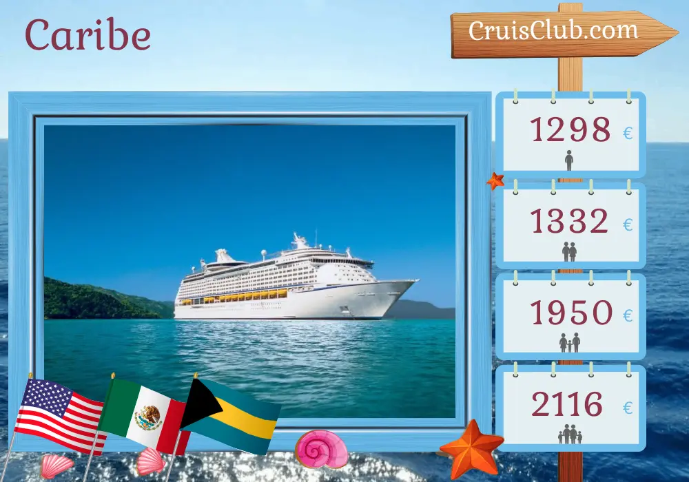 Crucero por el Caribe desde Fort Lauderdale a bordo del barco Adventure of the Seas con visitas a EE. UU., México y Bahamas por 7 días