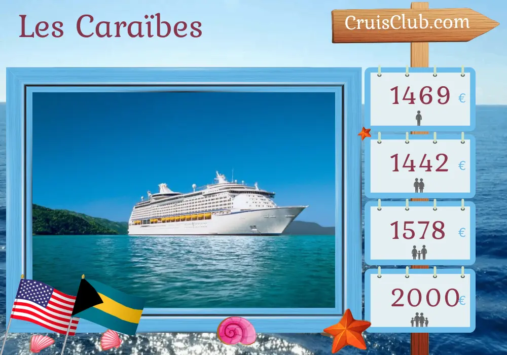 Croisière dans les Caraïbes au départ de Fort Lauderdale à bord du navire Adventure of the Seas avec des visites aux États-Unis, aux Bahamas et en Haïti pendant 7 jours