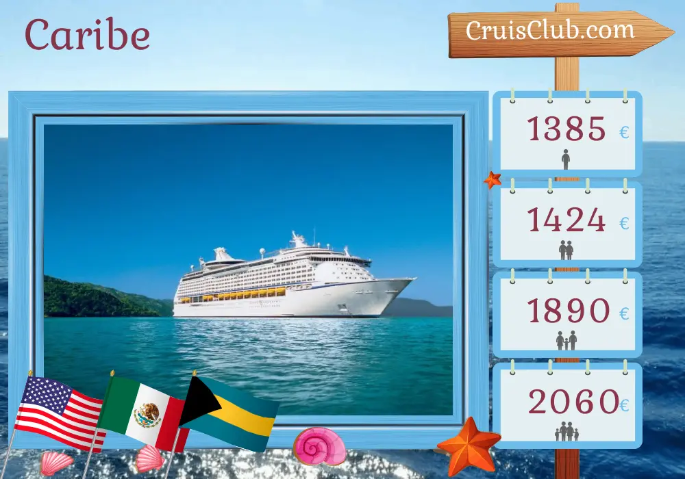 Cruzeiro no Caribe a partir de Fort Lauderdale a bordo do navio Adventure of the Seas com visitas aos EUA, México e Bahamas por 7 dias