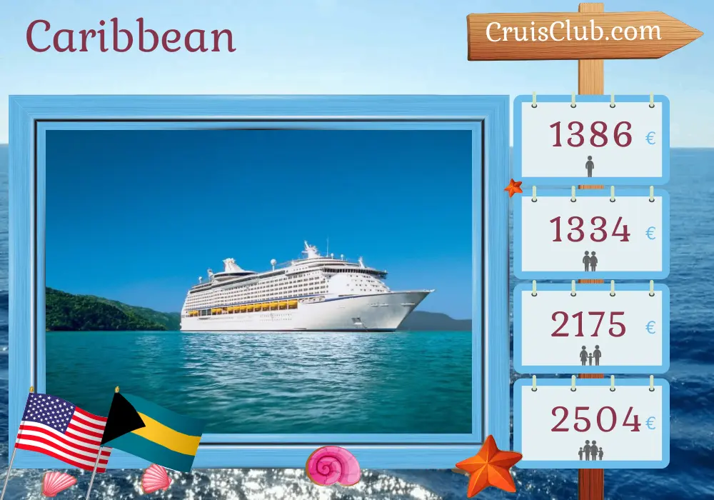 Cruise in the Caribbean from Port Canaveral / Orlando aboard Adventure of the Seas ship with visits to USA, Haiti, and Bahamas for 7 days