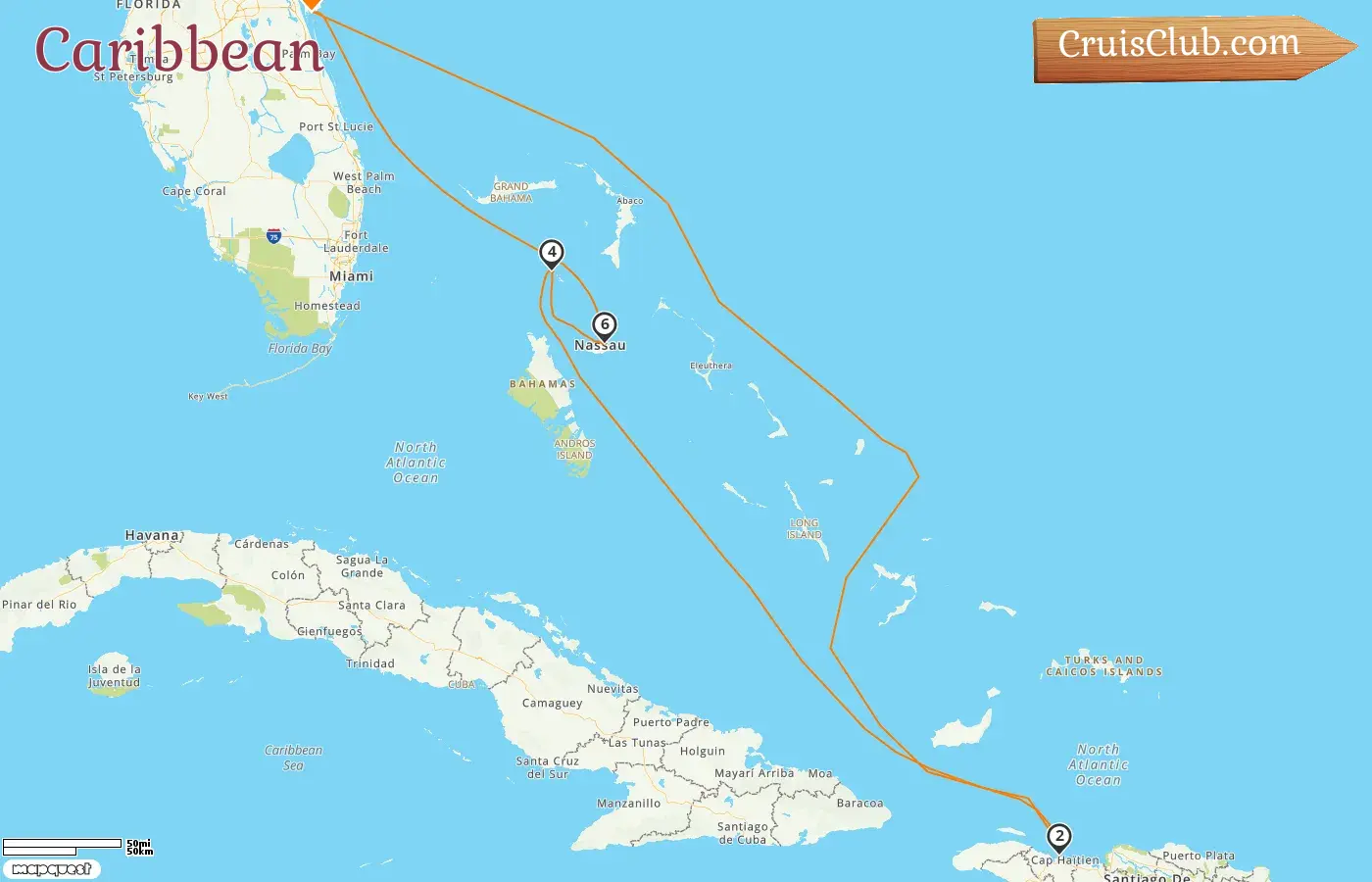 Cruise in the Caribbean from Port Canaveral / Orlando aboard Adventure of the Seas ship with visits to USA, Haiti, and Bahamas for 7 days