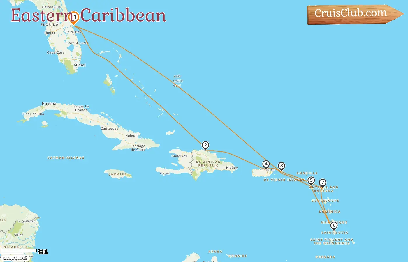Cruise in the Eastern Caribbean from Port Canaveral / Orlando aboard Adventure of the Seas ship with visits to USA, Dominican Republic, and Puerto Rico for 11 days