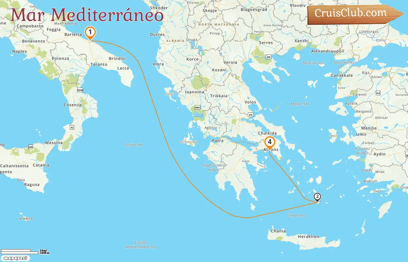 Crucero por el Mediterráneo de Bari a El Pireo a bordo del barco MSC Sinfonia con visitas a Italia y Grecia durante 4 días