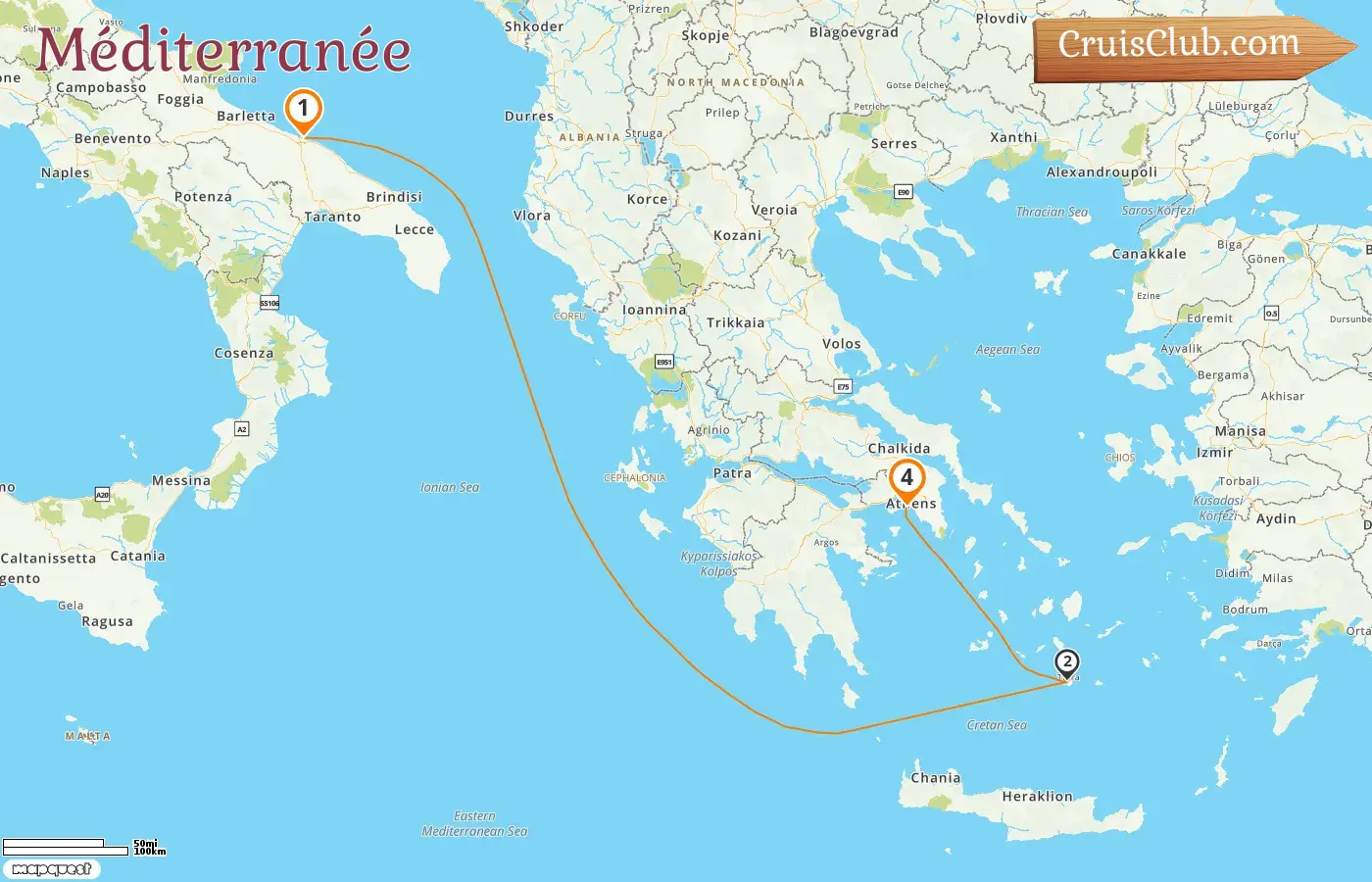 Croisière en Méditerranée de Bari à Le Pirée à bord du navire MSC Sinfonia avec des visites en Italie et en Grèce pendant 4 jours