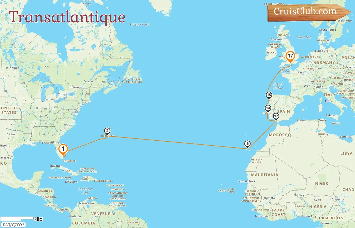 Croisière transatlantique de Fort Lauderdale à Southampton à bord du Liberty of the Seas avec des escales aux États-Unis, à Bermudes et en Espagne pendant 17 jours