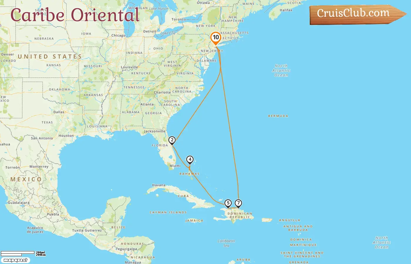 Crucero por el Caribe Oriental desde Cape Liberty / Nueva York a bordo del barco Oasis of the Seas con visitas a Estados Unidos, Bahamas, Haití y República Dominicana durante 10 días