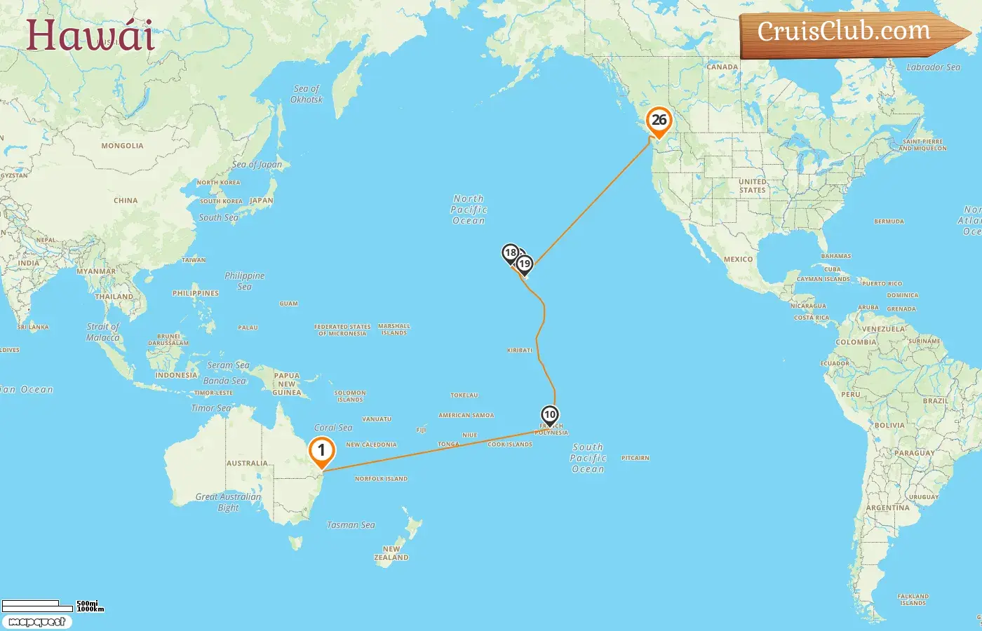Crucero en Hawai desde Brisbane a Seattle a bordo del barco Voyager of the Seas con visitas a Australia, Polinesia Francesa, EE. UU. y Canadá durante 26 días