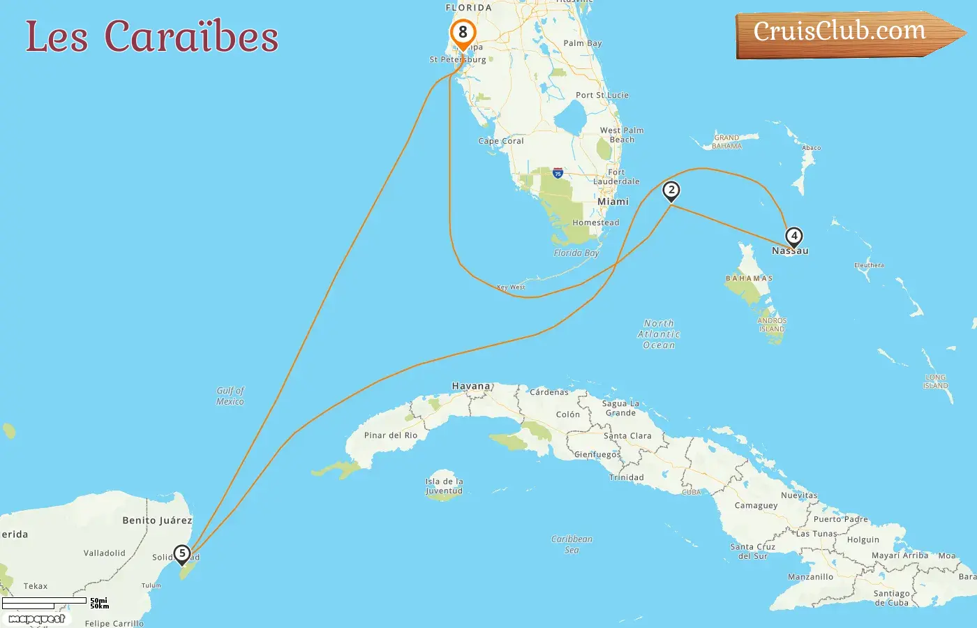 Croisière dans les Caraïbes au départ de Tampa à bord du navire Celebrity Summit avec des escales aux États-Unis, aux Bahamas et au Mexique pendant 8 jours