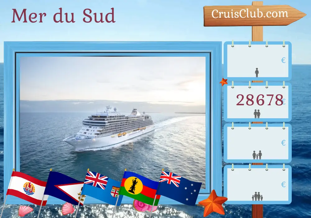 Croisière dans le Pacifique Sud de Papeete à Sydney à bord du navire Seven Seas Splendor avec des escales en Polynésie française, Samoa, Fidji, Vanuatu, Nouvelle-Calédonie et Australie pendant 21 jours