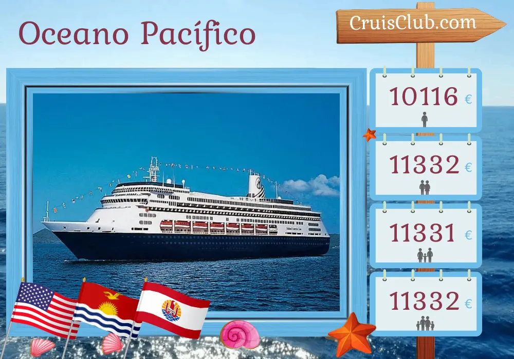 Cruzeiro no Sul do Pacífico de San Diego a bordo do navio Zaandam com visitas aos EUA, Kiribati e Polinésia Francesa por 36 dias