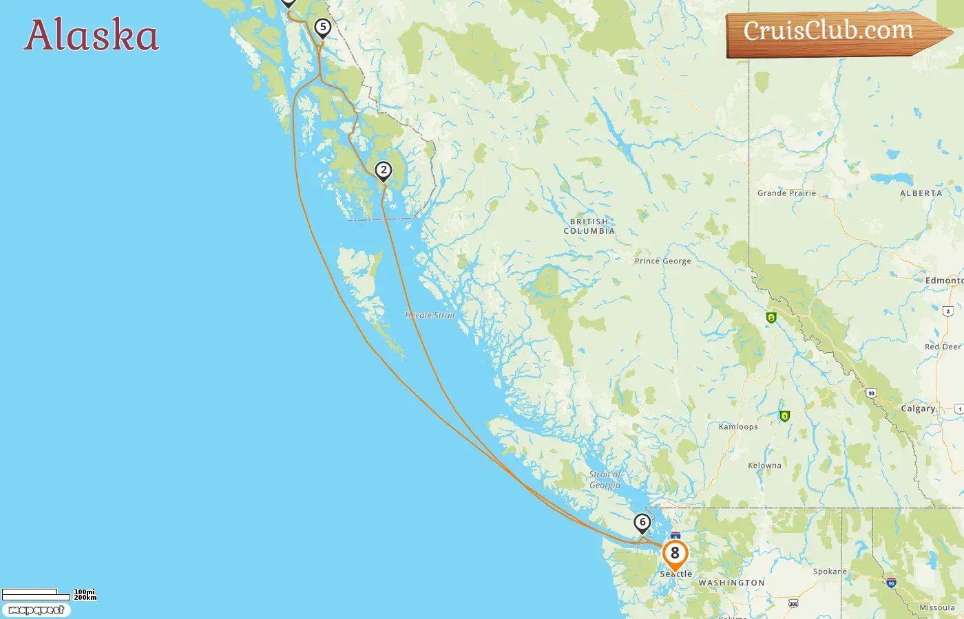 Cruise in the Alaska from Seattle aboard Queen Elizabeth ship with visits to USA and Canada for 8 days