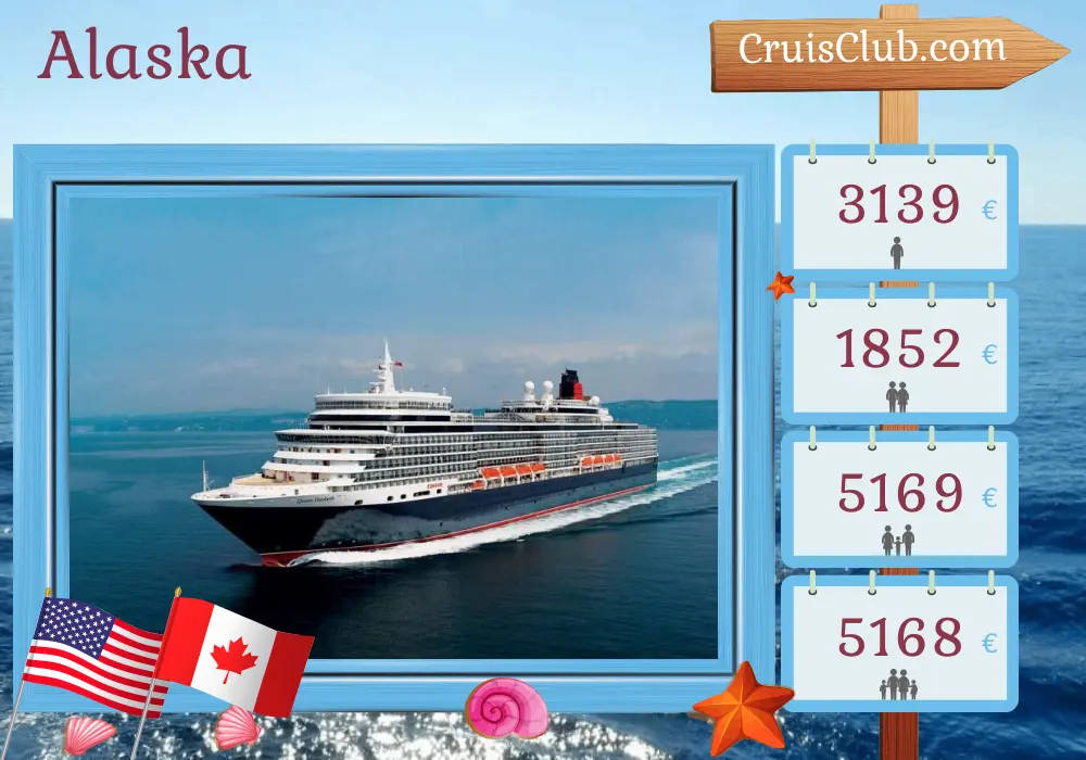 Croisière en Alaska au départ de Seattle à bord du Queen Elizabeth avec des visites aux États-Unis et au Canada pendant 8 jours