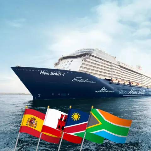 Croisière en Afrique de Palma à Cape Town à bord du navire Mein Schiff 4 avec des escales en Espagne, à Gibraltar, en Namibie et en Afrique du Sud pendant 21 jours