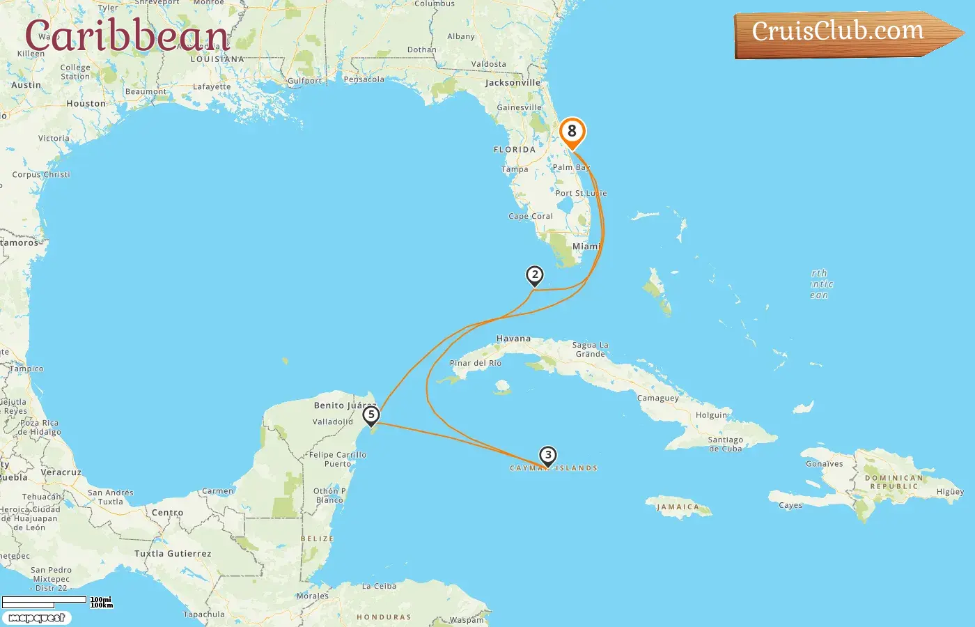 Cruise in the Caribbean from Port Canaveral / Orlando aboard Celebrity Apex ship with visits to USA, Cayman Islands, and Mexico for 8 days