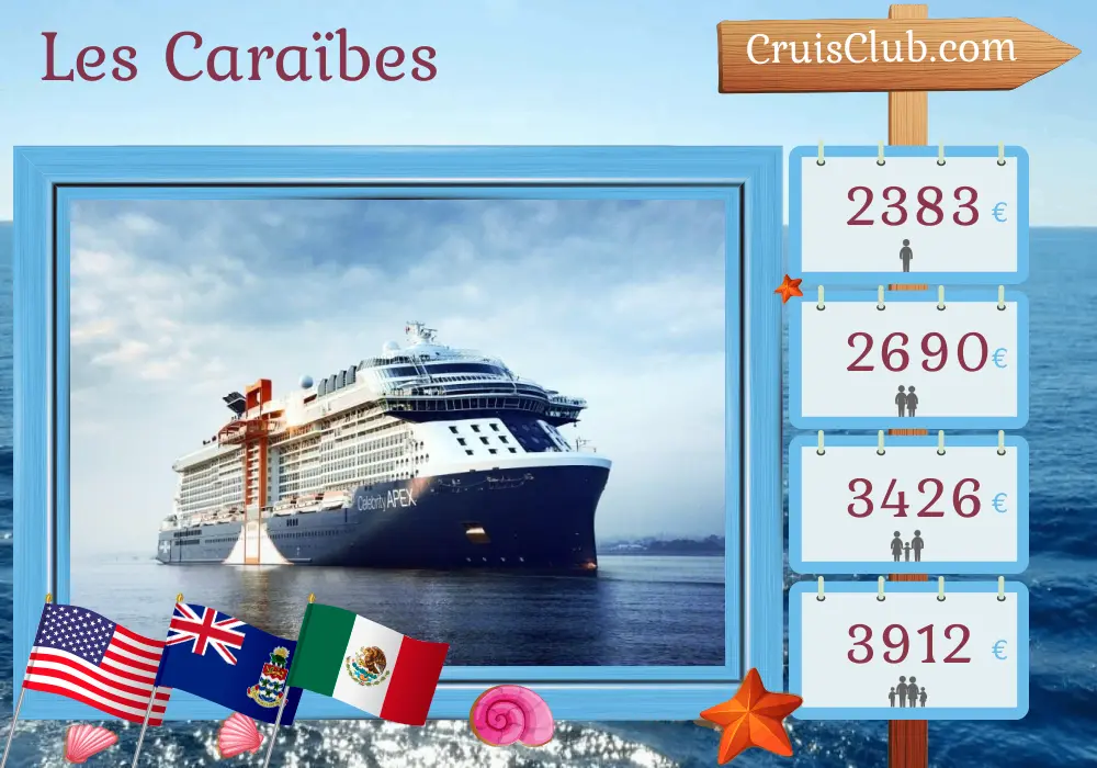 Croisière dans les Caraïbes au départ de Port Canaveral / Orlando à bord du navire Celebrity Apex avec des escales aux États-Unis, aux îles Caïmans et au Mexique pendant 8 jours