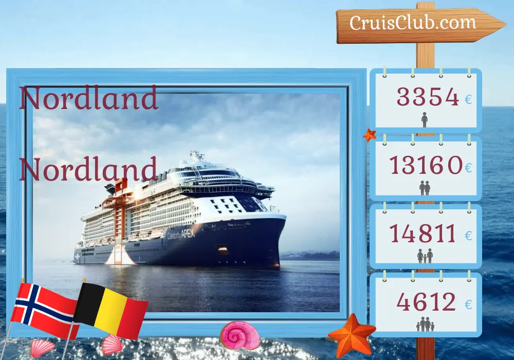 Cruzeiro no Norte a partir de Southampton a bordo do navio Celebrity Apex com visitas à Noruega e Bélgica por 8 dias