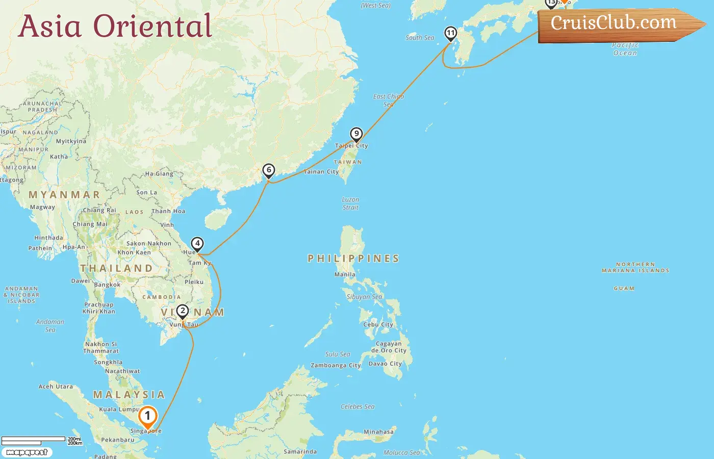 Crucero por Asia Oriental de Singapur a Yokohama a bordo del barco Celebrity Millennium con visitas a Singapur, Vietnam, Hong Kong, Taiwán y Japón durante 16 días