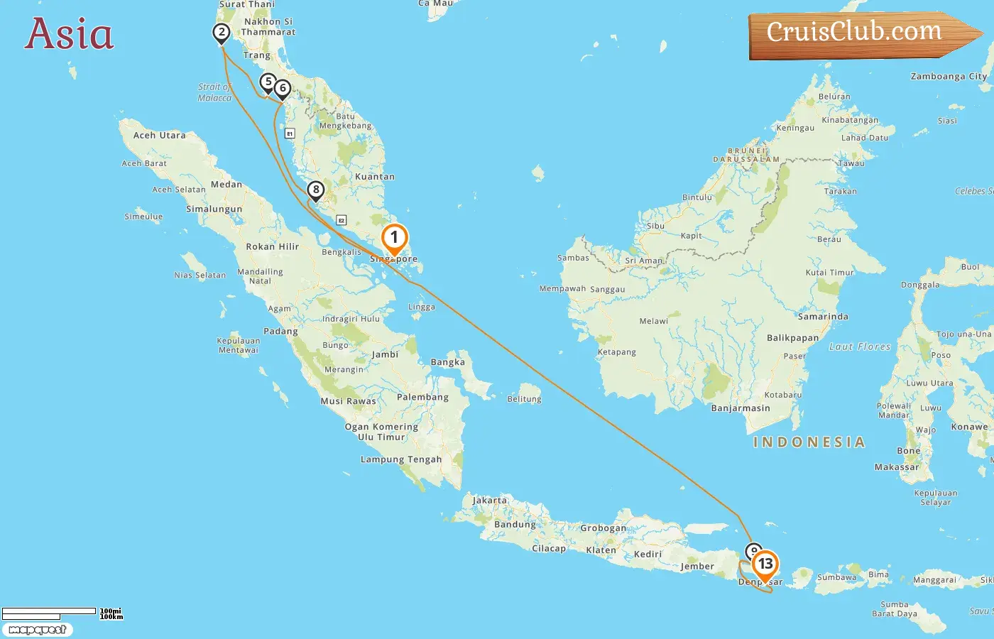 Cruise in the Asia from Singapore to Benoa aboard Celebrity Millennium ship with visits to Singapore, Thailand, Malaysia, and Indonesia for 13 days