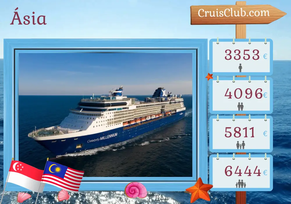 Cruzeiro na Ásia de Singapura para Benoa a bordo do navio Celebrity Millennium com visitas a Singapura, Tailândia, Malásia e Indonésia por 13 dias