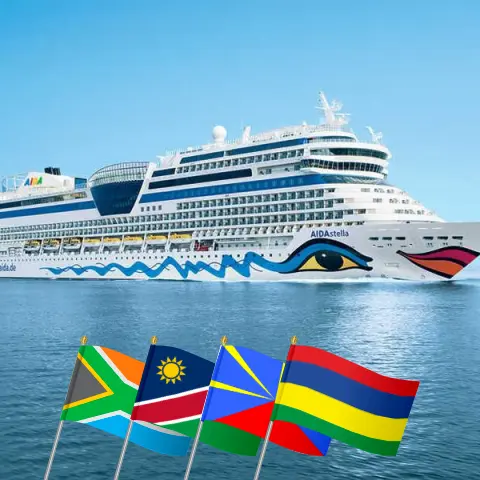 Cruise in the Africa from Cape Town to Port Louis aboard AIDAstella ship with visits to South Africa, Namibia, Réunion, and Mauritius for 21 days