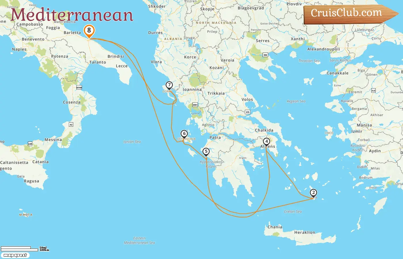 Cruise in the Mediterranean from Bari aboard MSC Sinfonia ship with visits to Italy and Greece for 8 days