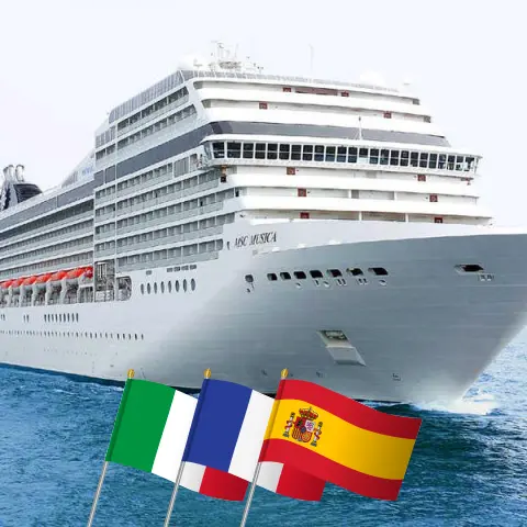 Kreuzfahrt im Mittelmeer ab Genua an Bord des Schiffes MSC Musica mit Stopps in Italien, Frankreich und Spanien für 8 Tage