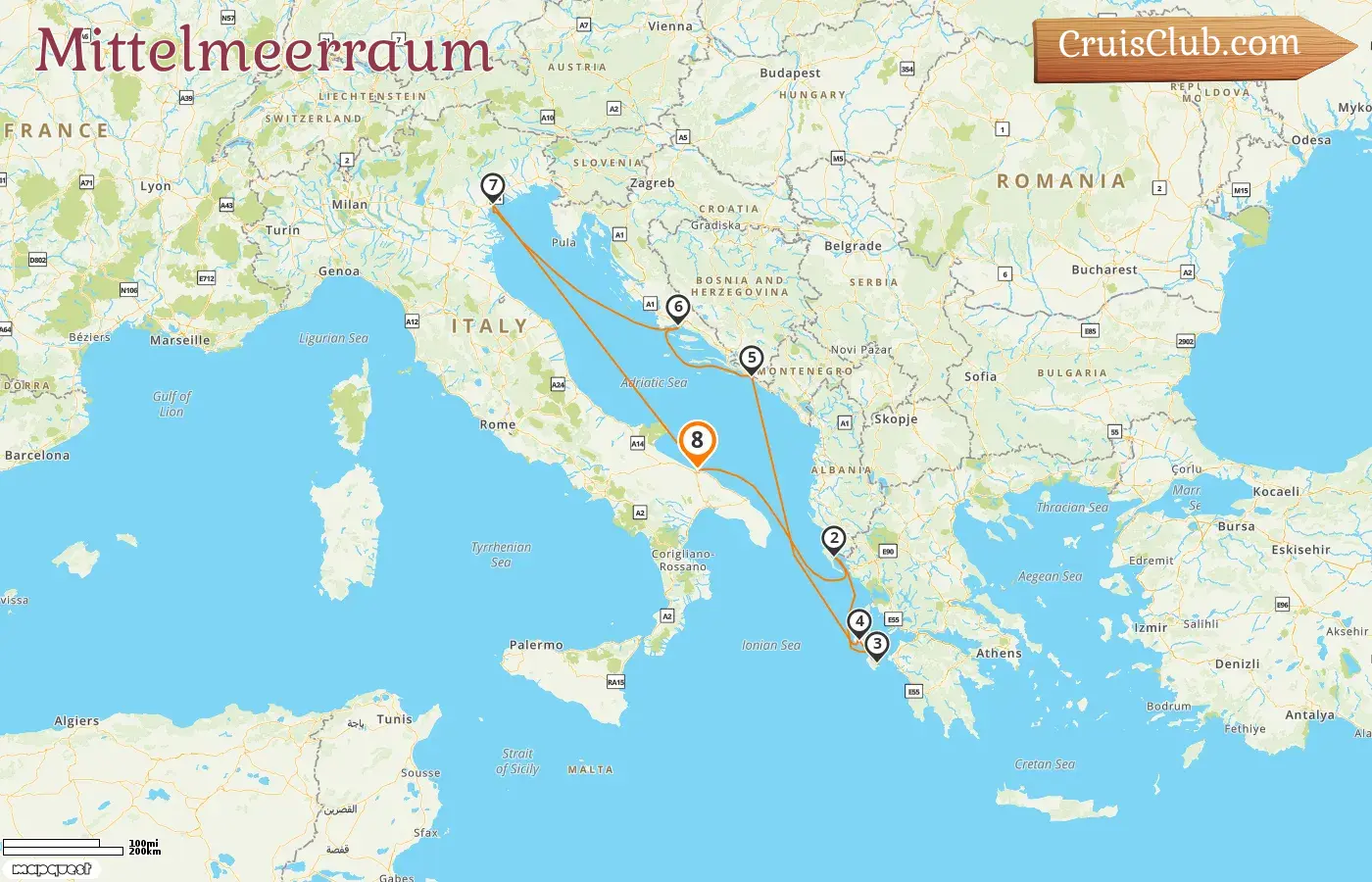 Kreuzfahrt im Mittelmeer ab Bari an Bord des Costa Deliziosa Schiffes mit Besuchen in Italien, Griechenland und Kroatien für 8 Tage