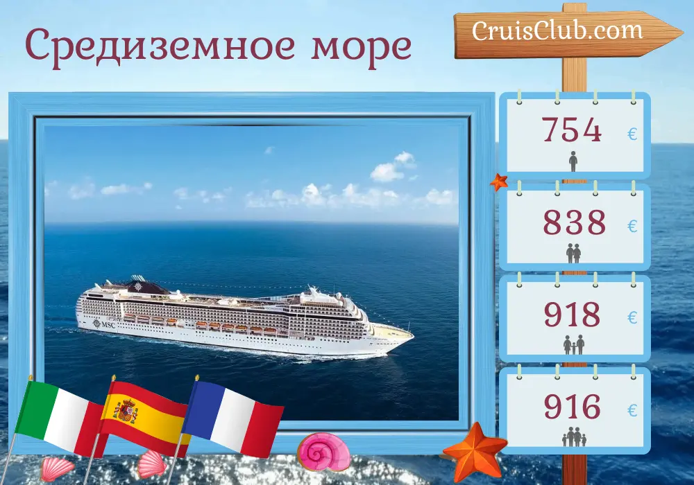 Круиз по Средиземноморью из Генуи на борту судна MSC Orchestra с посещением Италии, Испании и Франции на 8 дней