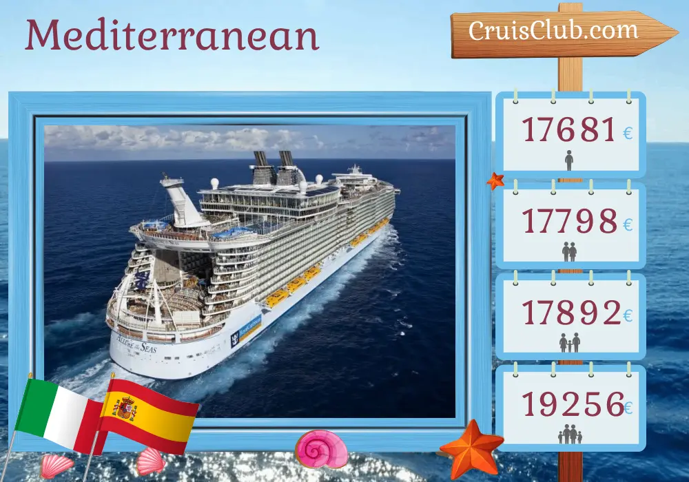 Cruise in the Mediterranean from Civitavecchia aboard Allure of the Seas ship with visits to Italy and Spain for 8 days