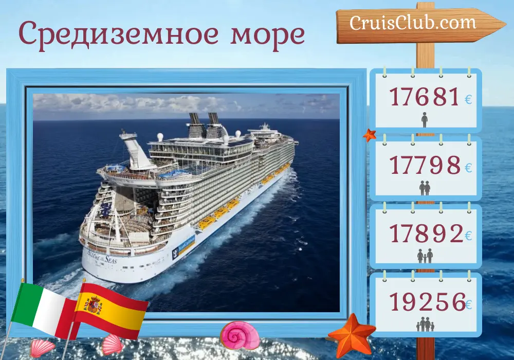 Круиз по Средиземноморью с Кивитавеккии на борту судна Allure of the Seas с посещением Италии и Испании на 8 дней
