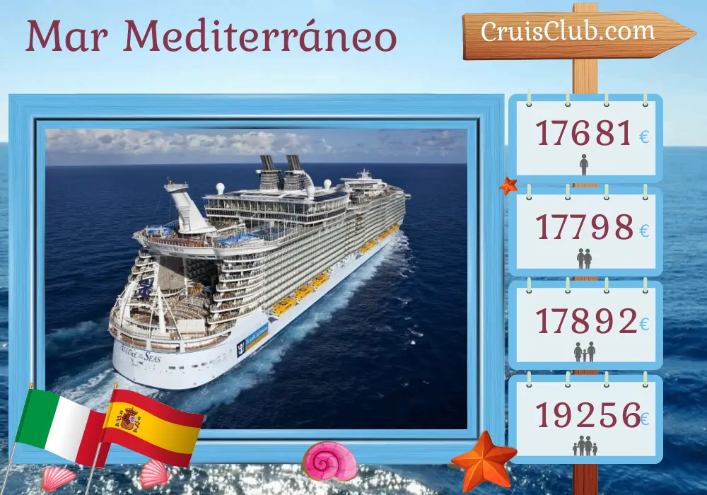 Crucero en el Mediterráneo desde Civitavecchia a bordo del barco Allure of the Seas con visitas a Italia y España durante 8 días
