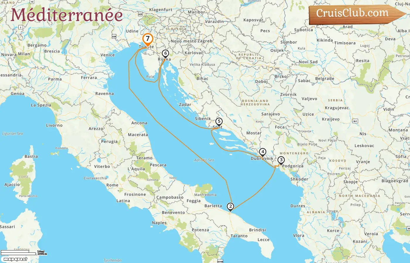 Croisière en Méditerranée au départ de Trieste à bord du navire Costa Deliziosa avec visites en Italie, au Monténégro et en Croatie pendant 7 jours